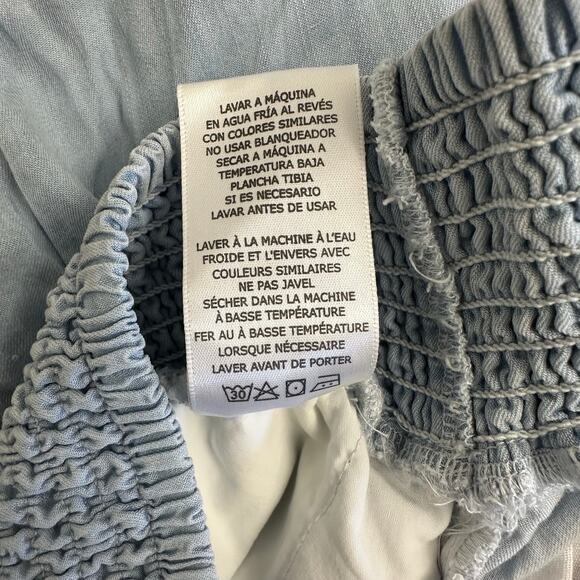 Dear John XS Wide Leg Pants Light Blue Smocked Waist Flowy Summer Trousers - Picture 9 of 10